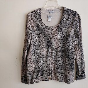 Chico's Tank & Sweater Set, light brown and black, size 2